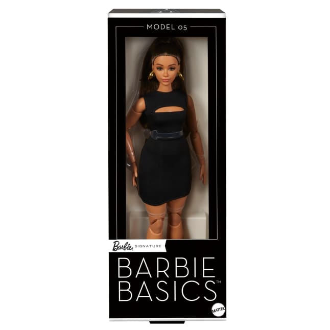 Barbie Basics-Sammelpuppe, Modell 5 Mit Brünetten Haaren, Schwarzem Kleid Und Absatzschuhen - Imagen 1 de 6