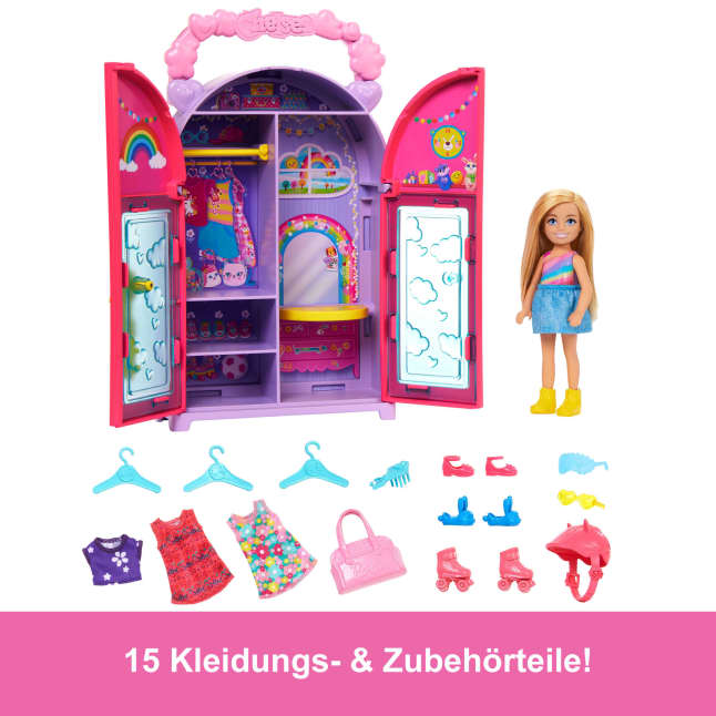 Barbie Chelsea Puppe Und Kleiderschrank-Spielset Mit Kleidung Und Accessoires - Bild 1 von 3