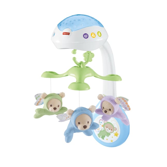 Fisher-Price Karuzela z misiami 3 w 1 do łóżeczka z pokazem światełek, dla dzieci od narodzin - Image 1 of 6