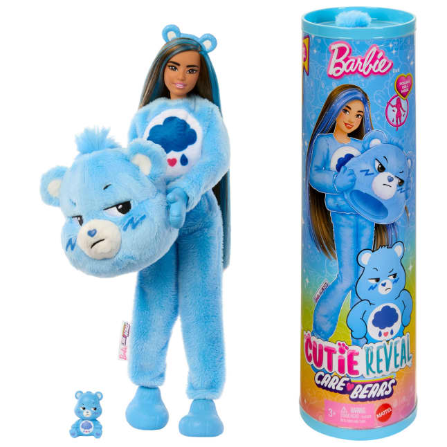 Bambola Barbie Cutie Reveal Serie Care Bears Con Accessori in Costume Di Peluche Di Grumpy Bear, 10 Sorprese - Image 1 of 6