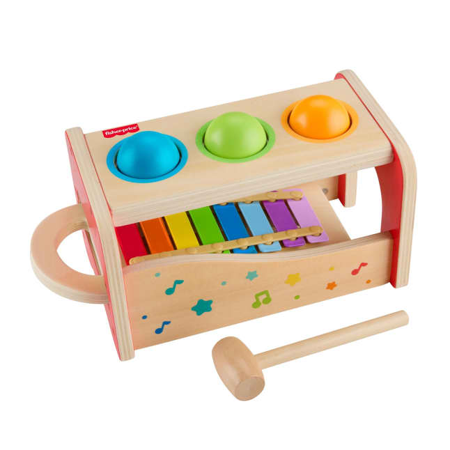 Yürüme Çağındaki Çocuklar Için Fisher-Price Bagetli Ksilofon Standı, 6 Ahşap Parçadan Oluşan Müzik Aleti Oyuncağı - Bild 1 von 6