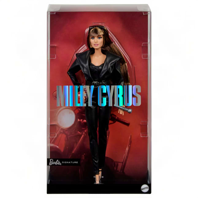 Barbie Signature Miley Cyrus Lalka kolekcjonerska w dwuczęściowym komplecie ze skóry syntetycznej i szpilkach - Image 1 of 6