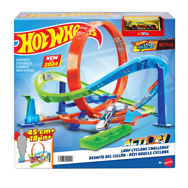 Conjunto De Pista Desafío Vueltas De Ciclón De Hot Wheels Con Un Coche De Juguete A Escala 1:64, Almacenamiento Sencillo - Image 1 of 6