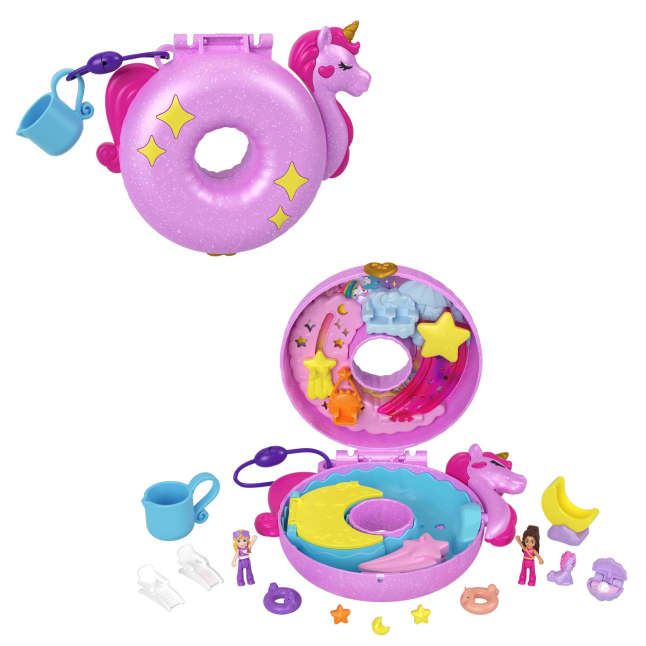 Polly Pocket Avventura Sull’Isola Dei Cristalli Unicorno Cofanetto, Playset Con 2 Micro Bambole E 12 Accessori - Image 1 of 6