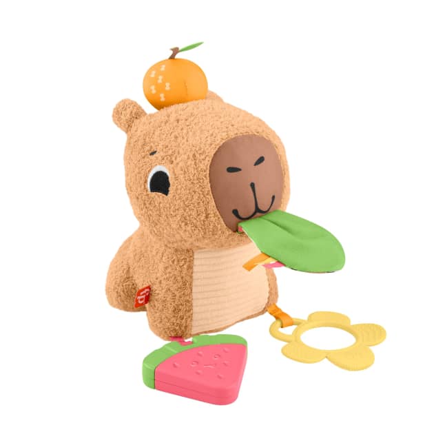 Fisher-Price Snackende Capibara Knuffel, Zintuiglijk Speelgoed Met Bijtring En Rammelaar Voor Pasgeboren Baby's - Image 1 of 6