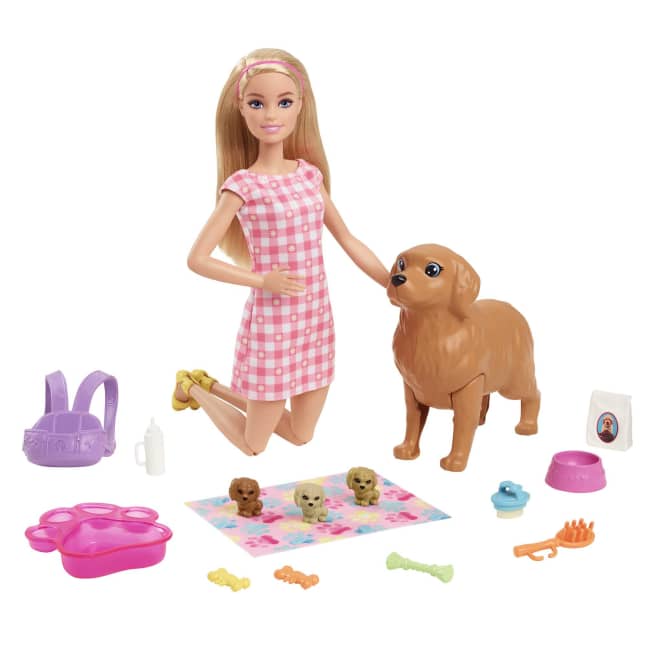 Conjunto De Juego De Muñeca Barbie Y Cachorros Recién Nacidos Con Perrita, 3 Cachorros Y Accesorios, Para Niñas De 3 A 7 Años - Imagen 1 de 6