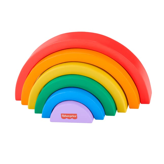 Fisher-Price Wooden Stacking Rainbow, Building Toy For Toddlers, 6 Wood Pieces - Imagen 1 de 6