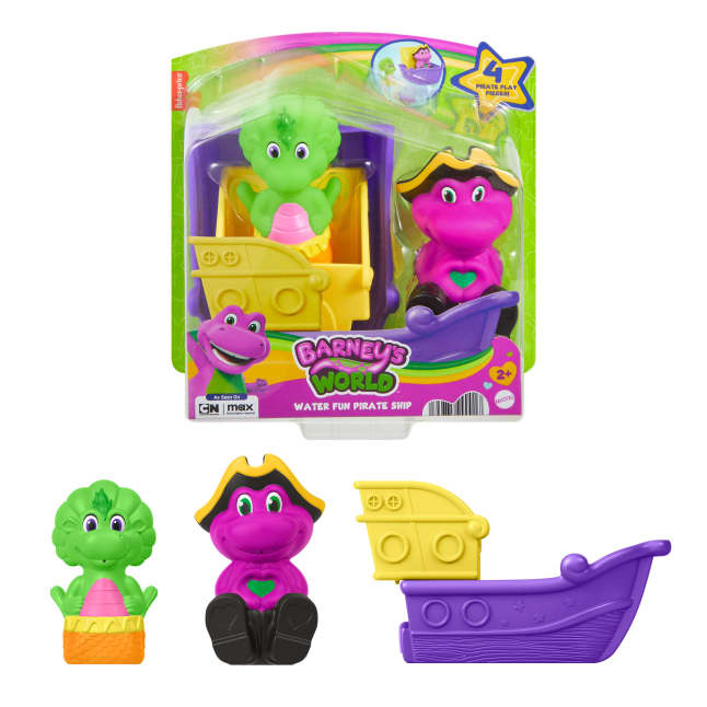 Fisher-Price Barney's World Water Fun Pirate Ship, 4-Piece Set For Water Play - Image 1 of 6