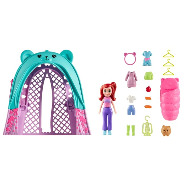 Polly Pocket Muhteşem Kamp Çadırı, Bebek Ve Evcil Hayvan Oyun Seti, Kamp Ve Yiyecek Temalı Aksesuarlar, Seyahat Oyuncağı - Imagen 1 de 6