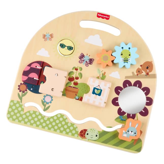Fisher-Price Wooden Take-Along Activity Station, Wood Busy Board For Baby & Toddler - Image 1 of 6