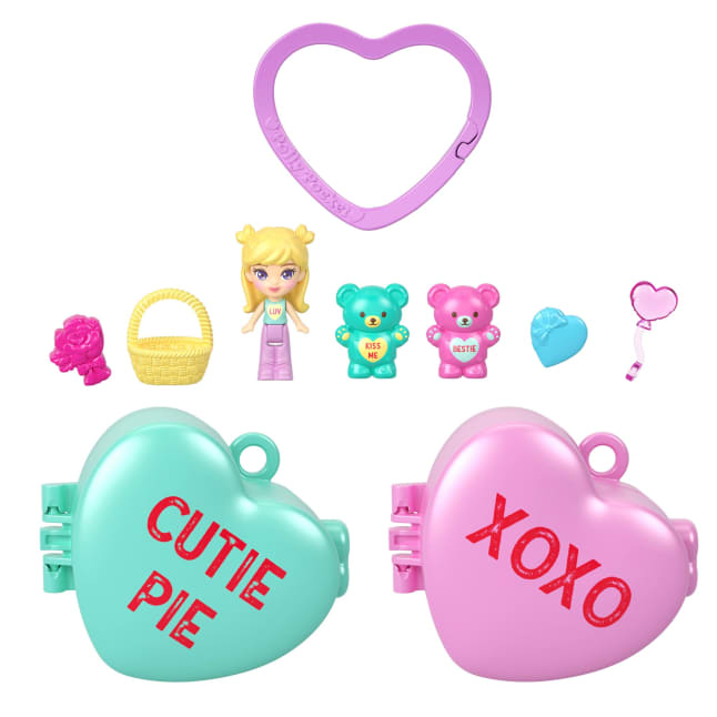 Polly Pocket X Sweethearts Doll & 2 Playsets With 7 Accessories, Compact Travel Toy With Keychain Clip - Imagem 1 de 6