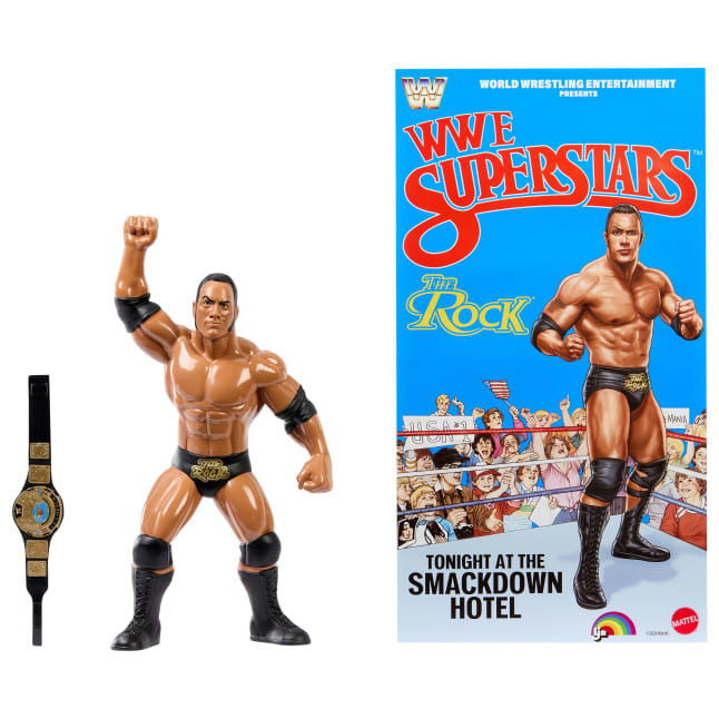 Ljn WWE Superstars The Rock Action Figure, 1980s Retro 8-inch Collectible Toy - Image 1 of 
