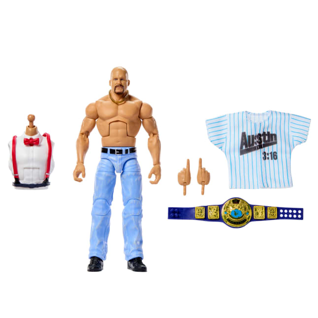 WWE Elite Legends “Stone Cold” Steve Austin Action Figure & Accessories, Series 30 6-inch Set - Imagen 1 de 6