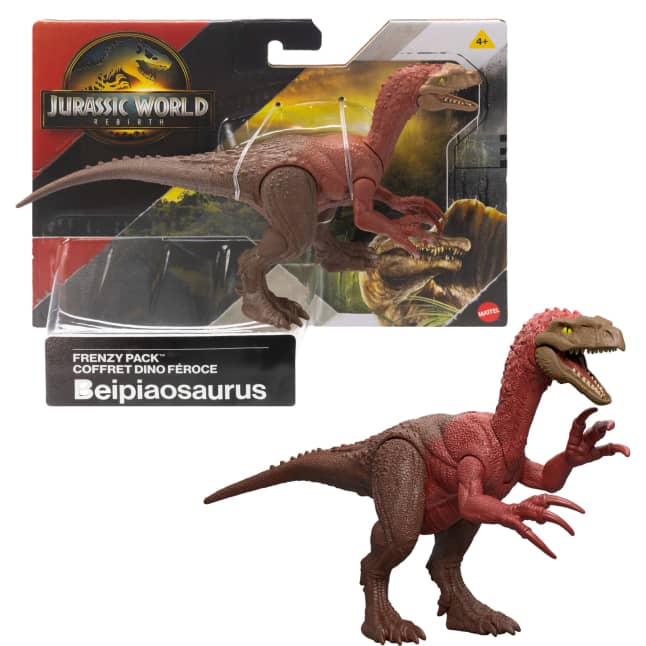 Jurassic World Rebirth Frenzy Pack Beipiaosaurus Dinosaur Figure, Authentic Toy, Digital Play - Imagem 1 de 6