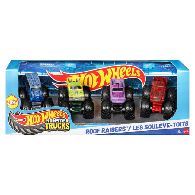 Hot Wheels Monster Trucks 4-Pack, Set Of 4 1:64 Scale Toy Trucks With Giant Wheels - Imagen 1 de 6