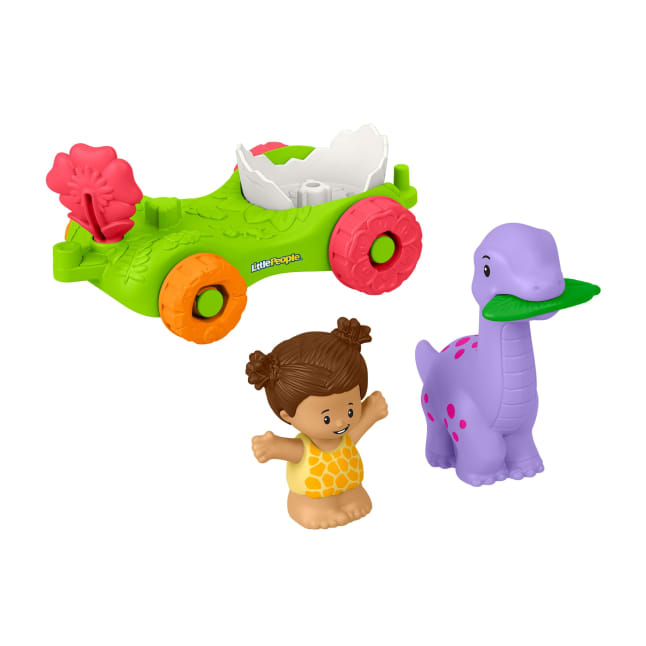 Fisher-Price Little People Dinosaur Parade Egg Car & Figure Set Toddler Toy, 3 Pieces - Image 1 of 6