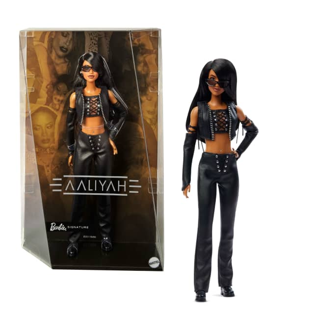 Barbie Signature Aaliyah Collectible Doll in Black Faux Leather Outfit - Imagen 1 de 6