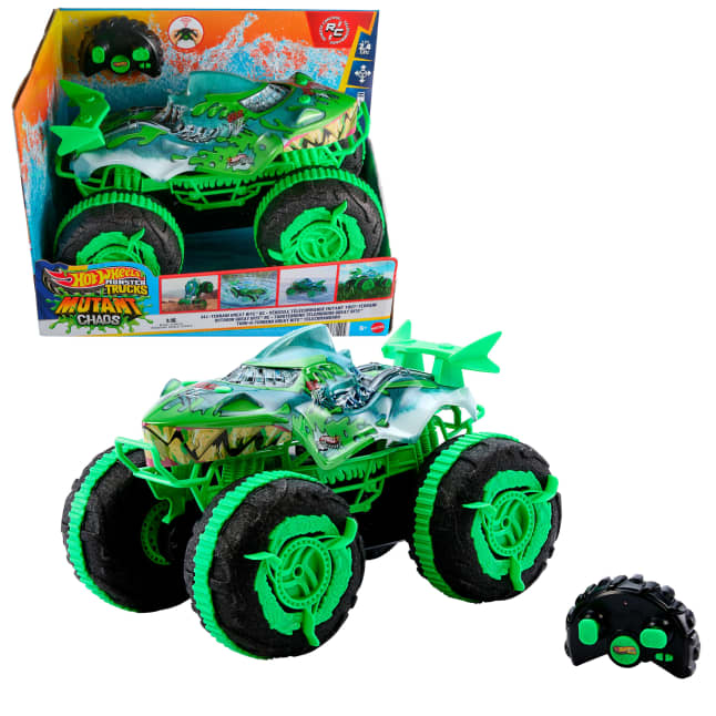 Hot Wheels Monster Trucks All-Terrain Great Bite RC, Remote-Control Toy, Drive On Land & in Water - Imagen 1 de 6