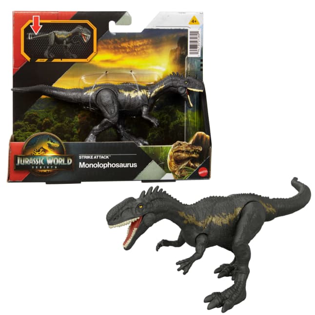 Jurassic World Rebirth Strike Attack Monolophosaurus Dinosaur Toy, Single Strike Action, Authentic & Posable - Imagem 1 de 6