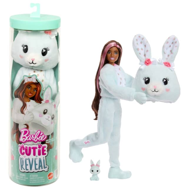 Barbie Cutie Reveal Doll & Accessories, Cuddly Series Bunny With 10 Surprises - Image 1 of 6