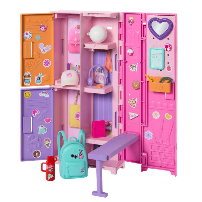 Barbie World School Locker Set, 15+ School Supply Accessories, Collapsible Features, 2 Sticker Sheets - Imagen 1 de 