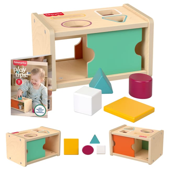 Fisher-Price Montessori Wooden Sort & Find Object Permanence Box, Baby Learning Toy - Image 1 of 6