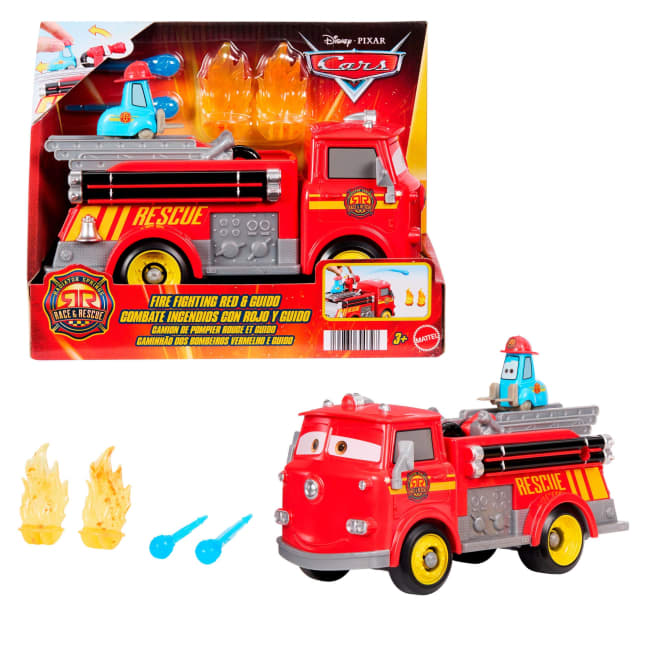 Disney And Pixar Cars Radiator Springs Race & Rescue Fire Fighting Red & Guido & Accessories - Imagen 1 de 6