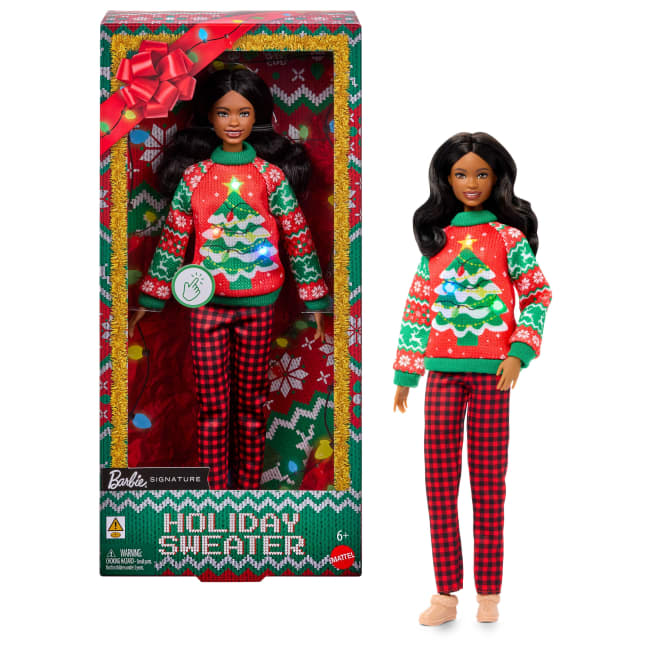 Poupée Barbie Chandail des Fêtes, Poupée à Chandail Horrible à Collectionner Portant Un Chandail en Tricot Thématique - Imagen 1 de 
