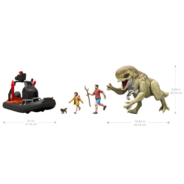 Jurassic World Rebirth Storypack With Raft, Distortus Rex, Adult, Child & Aquilops, Island Escape - Image 1 of 6
