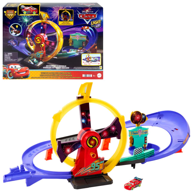 Disney And Pixar Cars Race To Celebrate Lightning Mcqueen Celebration Raceway Playset & Toy Car - Imagen 1 de 6
