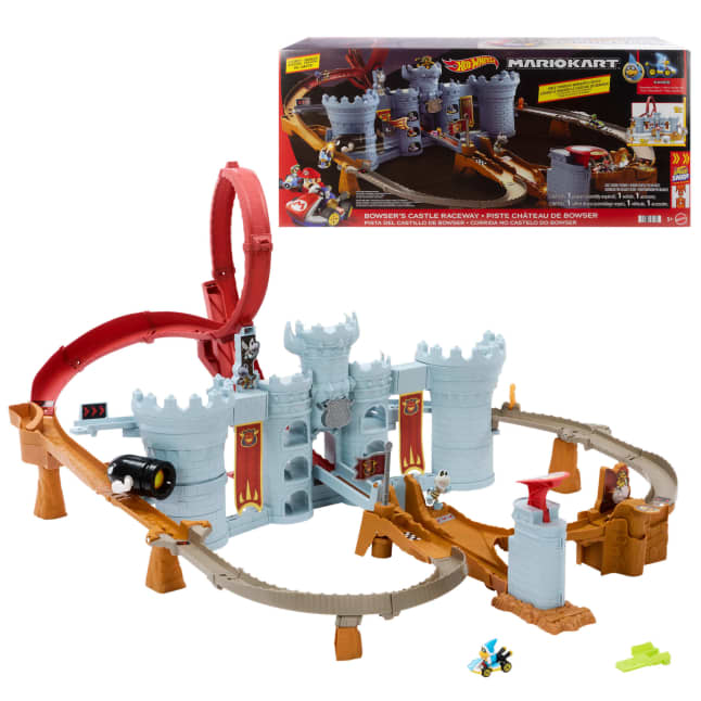 Hot Wheels Mario Kart Bowser's Castle Track Set With 1:64 Scale Die-Cast Kamek Toy Vehicle & Storage - Image 1 of 6