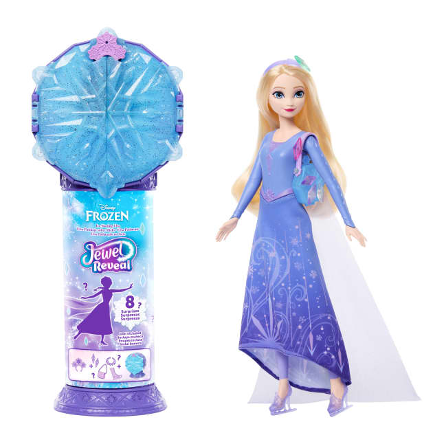 Disney Frozen Jewel Reveal Ice Skating Elsa Fashion Doll With 8 Surprises Including Gem Box & Accy - Imagen 1 de 6