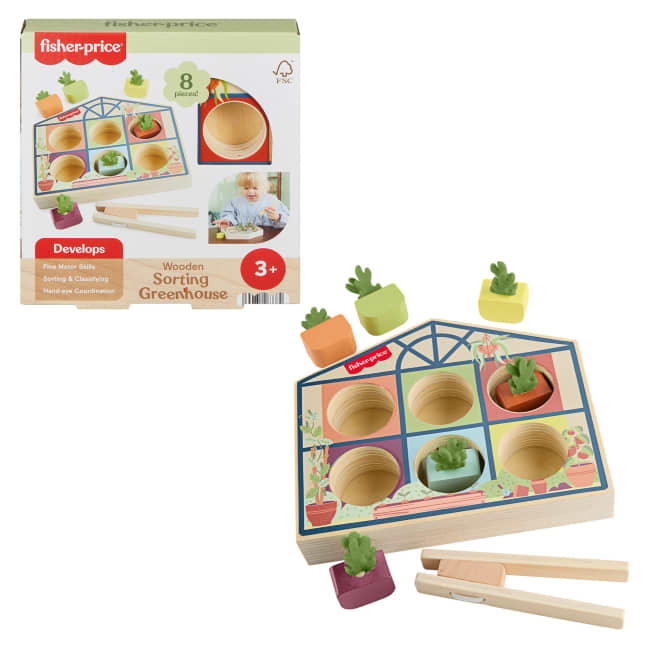 Fisher-Price Tiny Garden Wooden Sorting Greenhouse Activity Toy For Preschool Kids - Image 1 of 6
