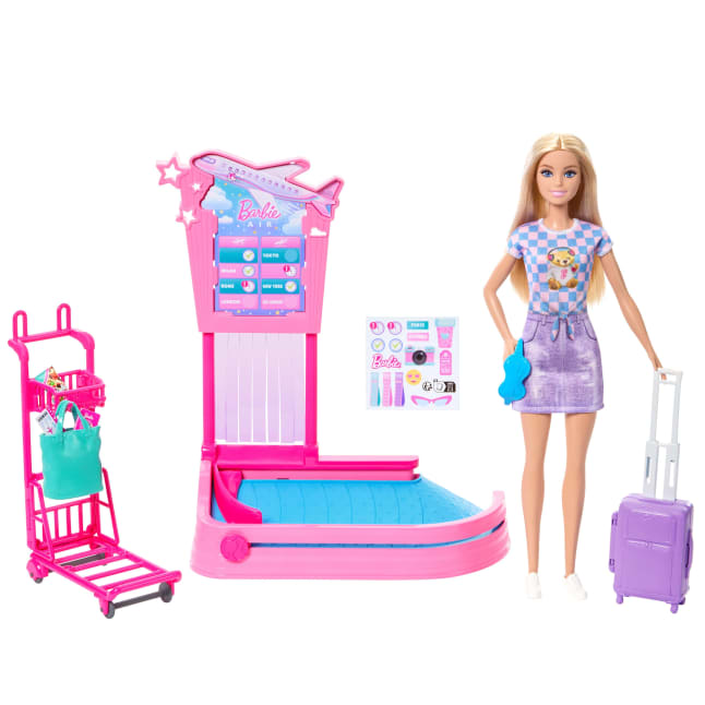 Barbie ‘Malibu’ Travel Doll, Baggage Claim Playset & Accessories - Image 1 of 