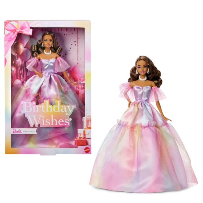 Barbie Signature Birthday Wishes Fashion Doll in Dress With Pastel Rainbow Effect, Collectible Gift - Image 1 of 6