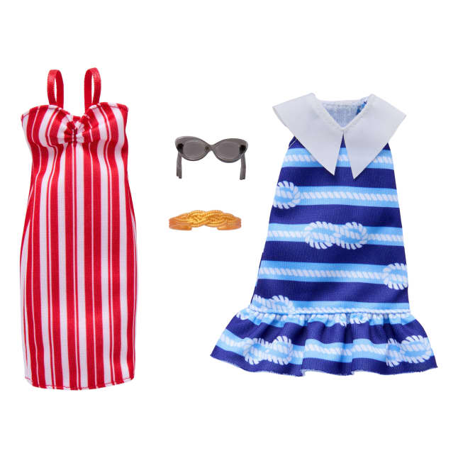 Barbie Fashions 2-Pack Clothing Set, 2 Outfits For Barbie Doll With 2 Dresses, And Accessories - Imagen 1 de 3