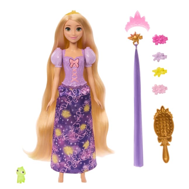 Disney Princess Light-Up Hair Rapunzel Fashion Doll W/ 5 Ways To Glow, Pascal Figure & 7 Accessories - Imagen 1 de 6