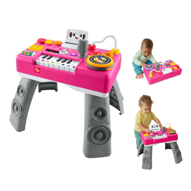 Fisher-Price Laugh & Learn Mix & Learn DJ Table, Baby & Toddler Musical Learning Toy, Pink - Image 1 of 6