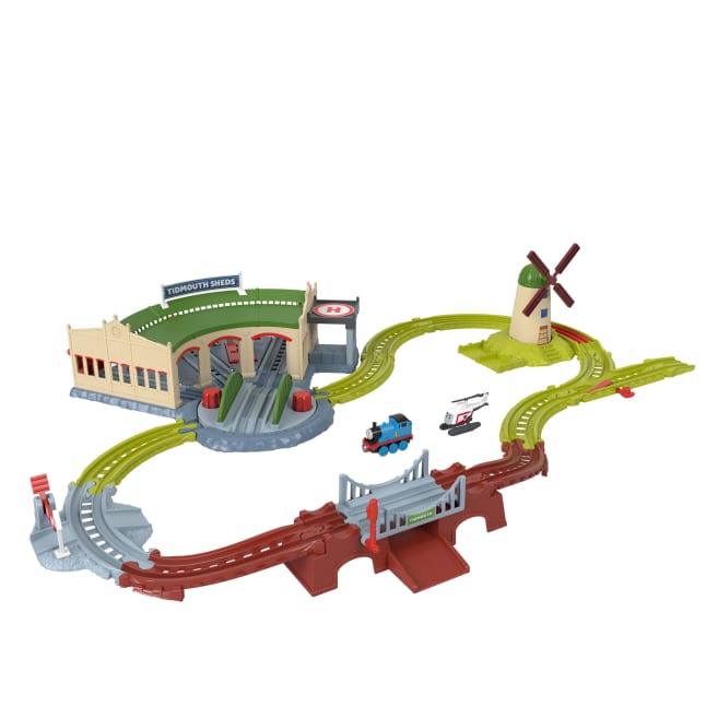 Thomas & Friends Explorin’ Tidmouth Sheds Track Set By Fisher-Price, With Engine & Helicopter - Imagen 1 de 6