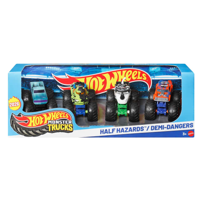Hot Wheels Monster Trucks 4-Pack, Set Of 4 1:64 Scale Toy Trucks With Giant Wheels - Imagen 1 de 1
