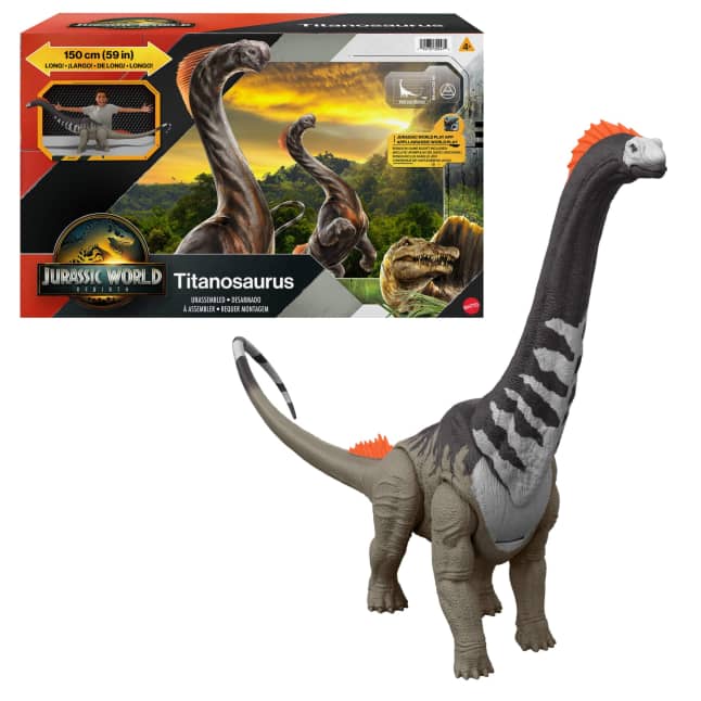 Jurassic World Rebirth Super Colossal Titanosaurus Dinosaur, 53 Inch Long Movie-Accurate Herbivore - Image 1 of 6