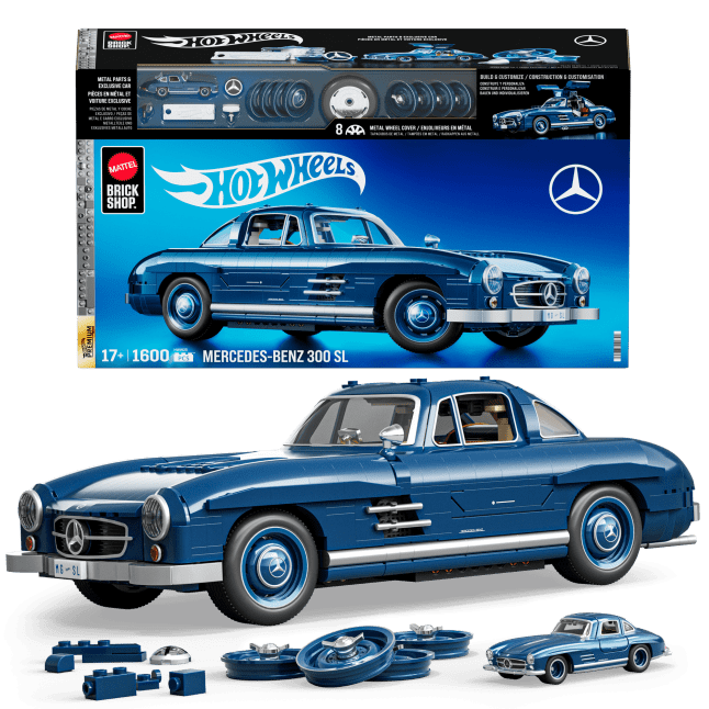 Mattel Brick Shop Hot Wheels Mercedes-Benz 300 Sl Building Toy Kit (1600 Pieces), For Collectors - Imagem 1 de 