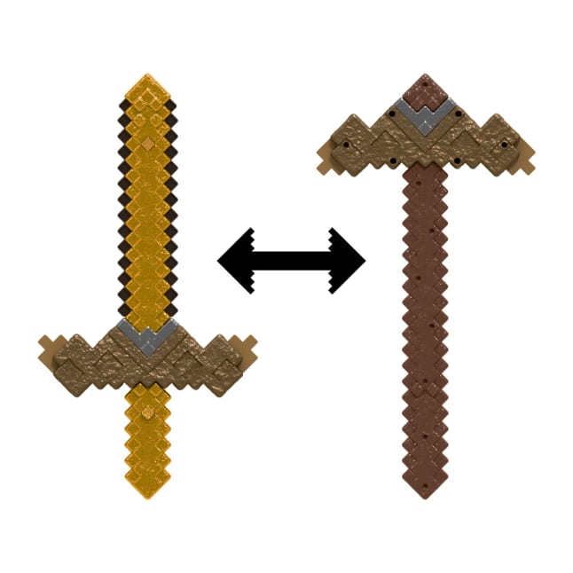 Minecraft Click & Switch Sword & Pick-Axe, Transforming Kid-Sized 2-In-1 Toy For Role-Play & Costumes - Image 1 of 6