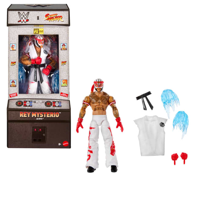 WWE X Street Fighter Rey Mysterio Action Figure & Accessories, 6-inch Collectible Ryu Mashup Set - Image 1 of 6
