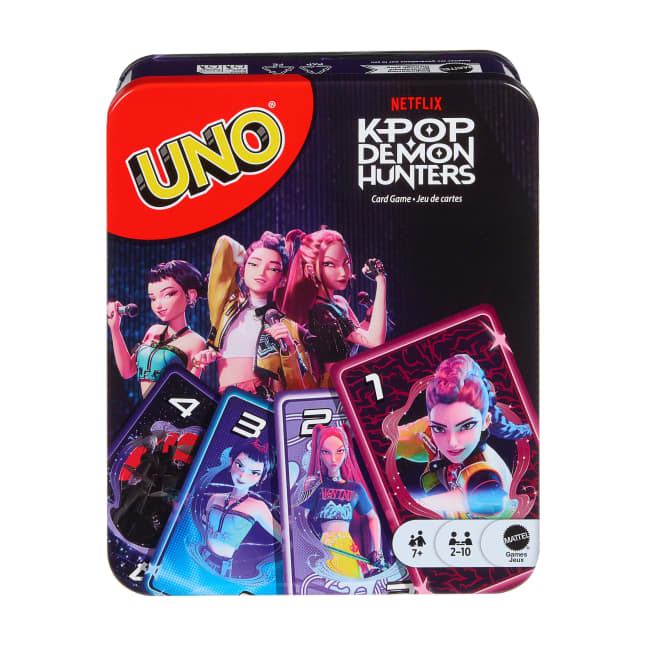 UNO Kpop Demon Hunters Card Game in A Decorative Tin For Kid, Adult & Family Nights With Movie-Inspired Deck - Imagen 1 de 6