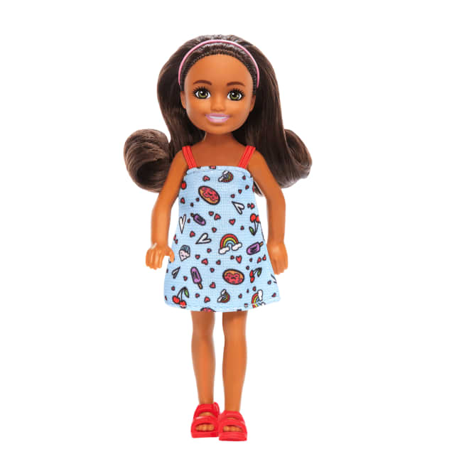 Barbie Chelsea Doll, Small Doll Wearing Removable Blue Dress With Brown Hair & Green Eyes - Image 1 of 6