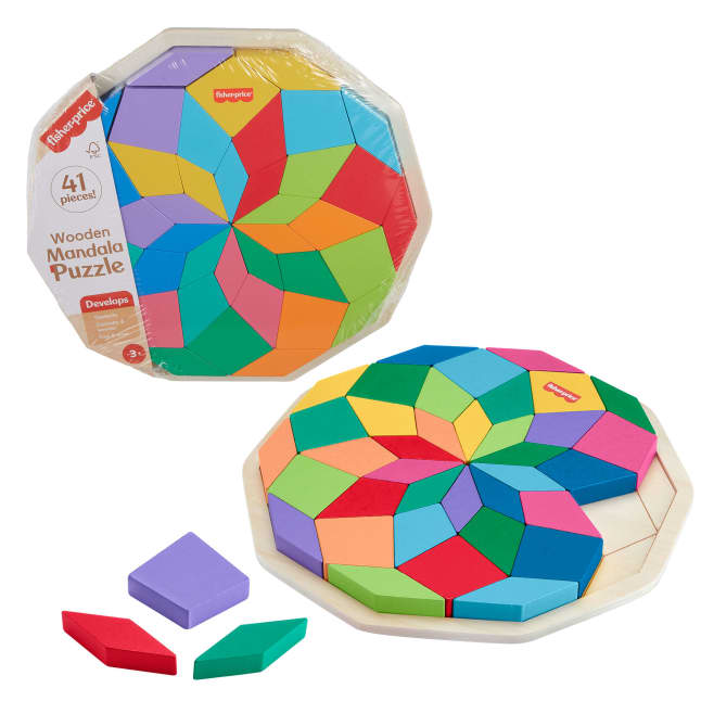 Fisher-Price Wooden Mandala Geometric Puzzle For Toddlers & Kids, 40 Wood Pieces - Imagem 1 de 6