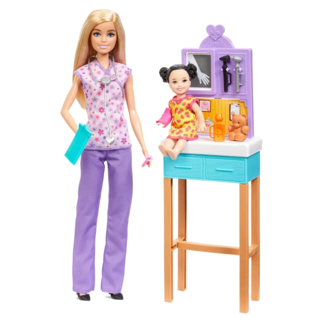 Barbie Pediatrician Doll And Doctor Playset With Accessories, Purple Scrubs, Barbie Toys - Image 1 of 6
