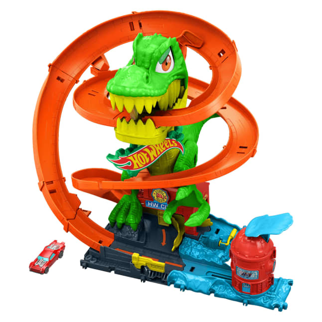 Hot Wheels City Pista de Juguete T-Rex vs Estación de Bomberos - Imagen 1 de 6