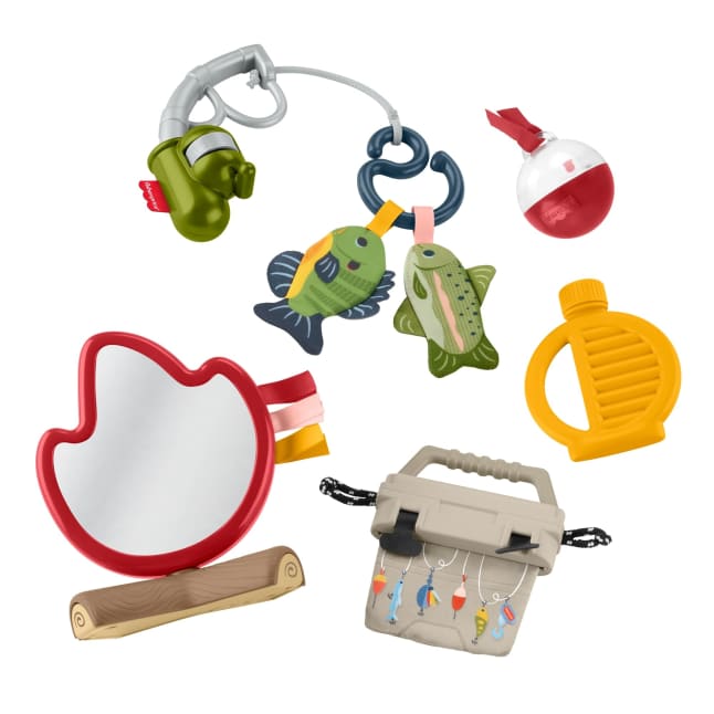 Fisher-Price Mini Me Moments Camp & Crinkle Gift Set, 7-Piece Fishing & Hiking Baby Activity Toys - Image 1 of 6